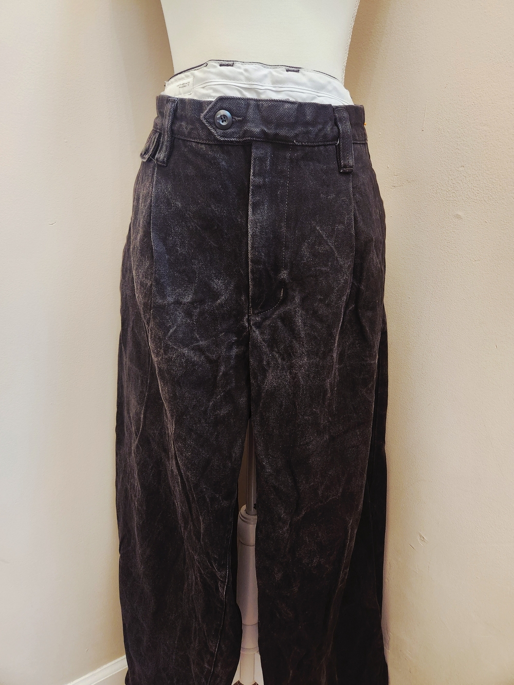 H&M Black Washed Wide-Leg Corduroy Pants